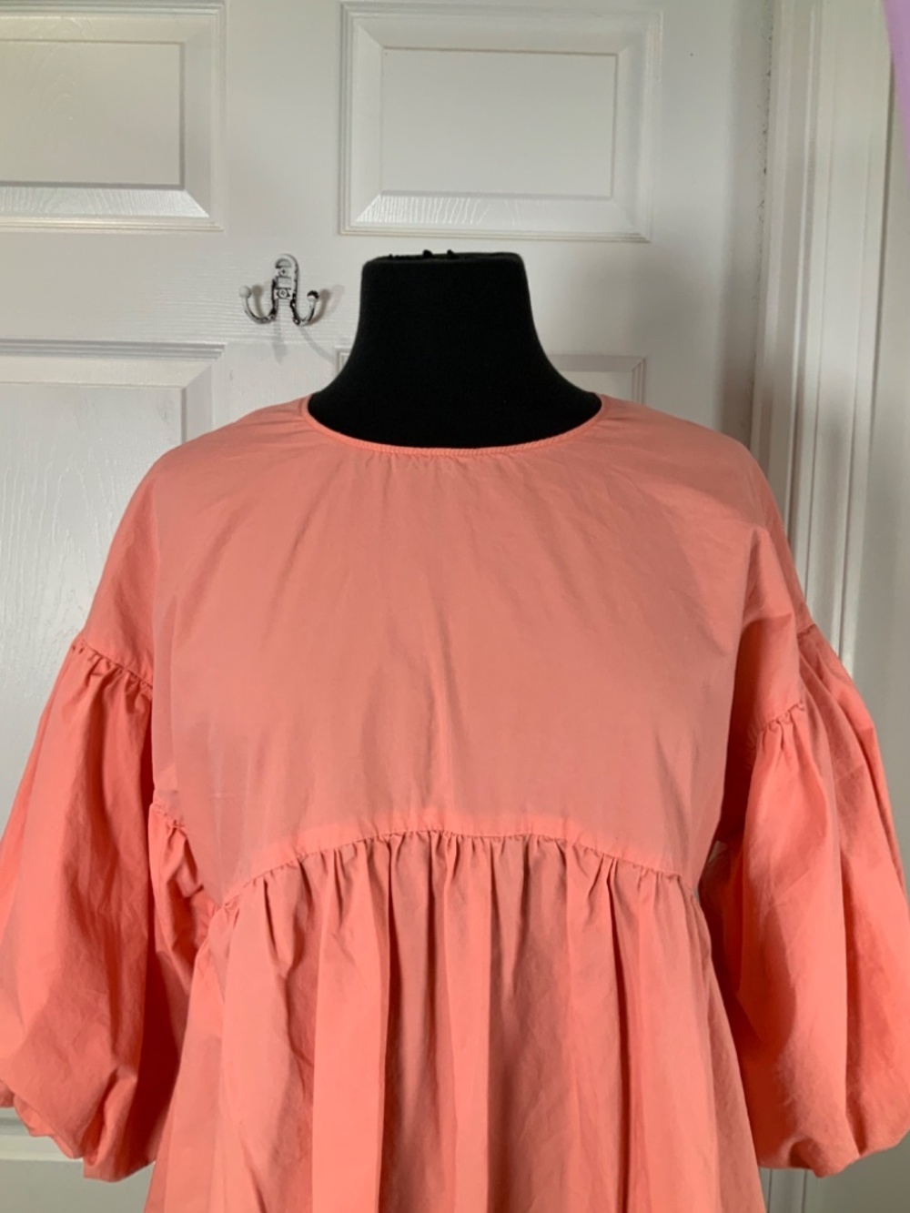 Pomander Place by Tuckernuck Peach Cotton Babydoll Puff Sleeve Top Size XS - Picture 3 of 11